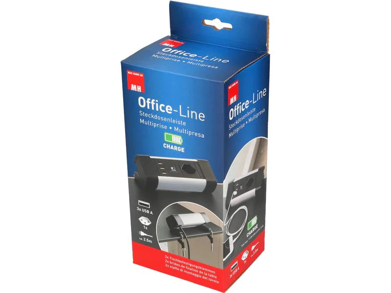 Max Hauri Tischsteckdosenleiste Office Line, 1x T13, 3x USB A