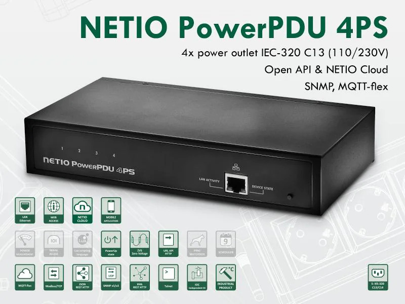 NETIO IP-Steckerleiste PowerPDU 4PS CH 4x C13