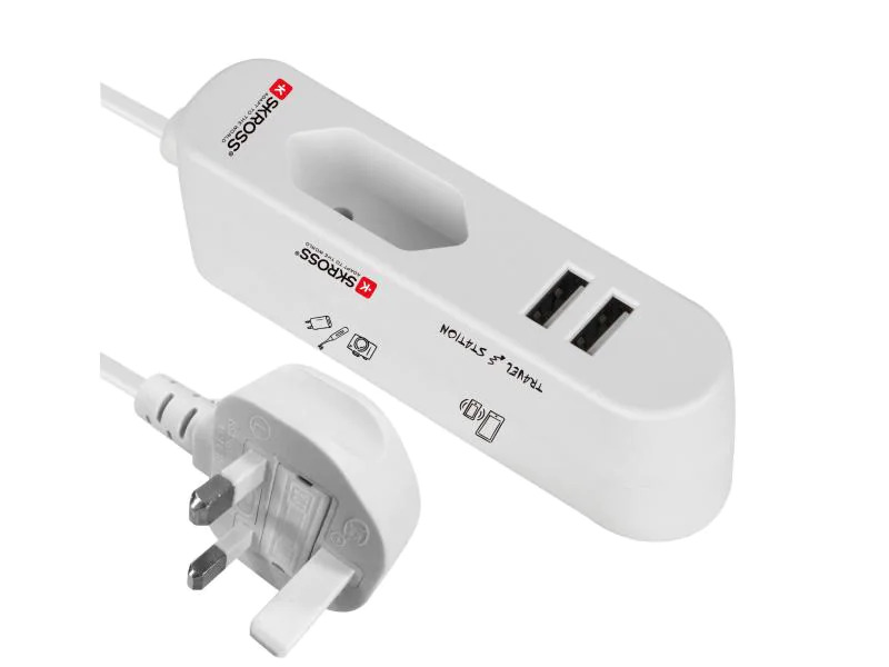 SKROSS Steckdosenleiste Travel Station 1x T11, 2x USB UK-Stecker