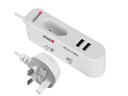 SKROSS Steckdosenleiste Travel Station 1x T11, 2x USB UK-Stecker