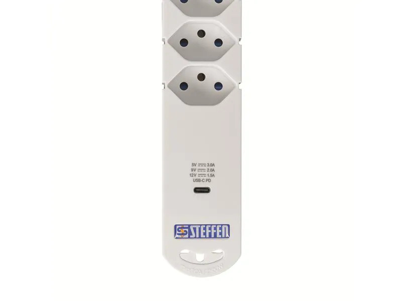 STEFFEN Steckdosenleiste VARIABL 6xT13, USB-C mit Schalter