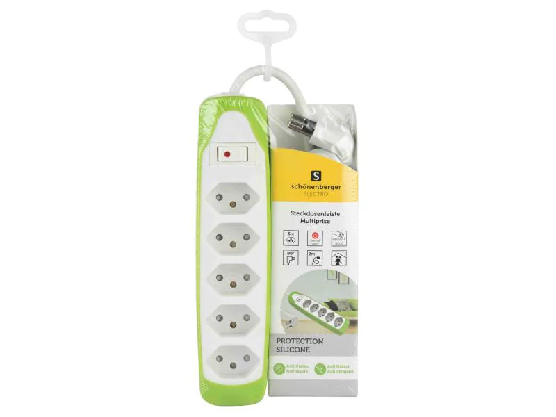 Schönenberger Steckdosenleiste 5x T13 Weiss / Grün