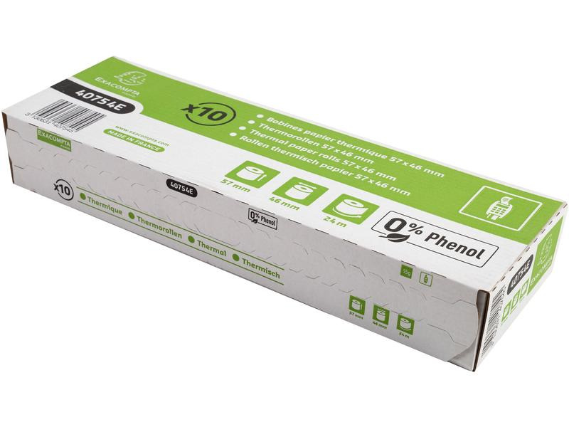 Exacompta Thermo-Papierrolle 57 x 46 x 12 mm, 24 m, 10 Stück