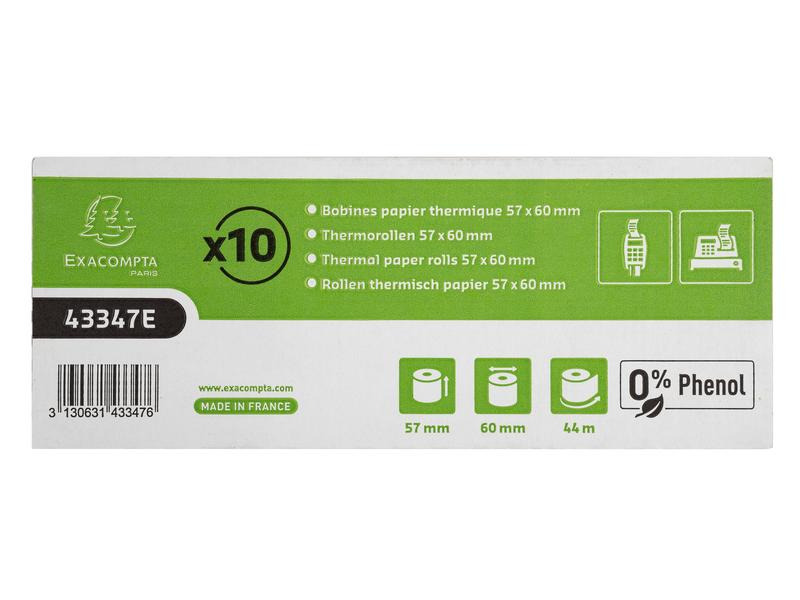 Exacompta Thermo-Papierrolle 57 x 60 x 12 mm, 44 m, 10 Stück