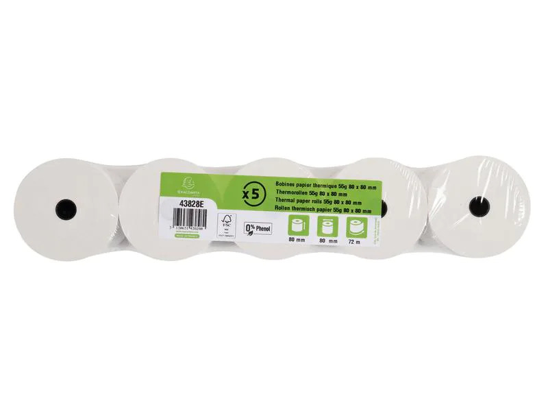 Exacompta Thermo-Papierrolle 80 x 80 x 12 mm, 72 m, 5 Stück