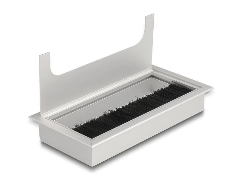Delock Einbaurahmen für Tisch mit Bürste 160x80x28mm, Silber
