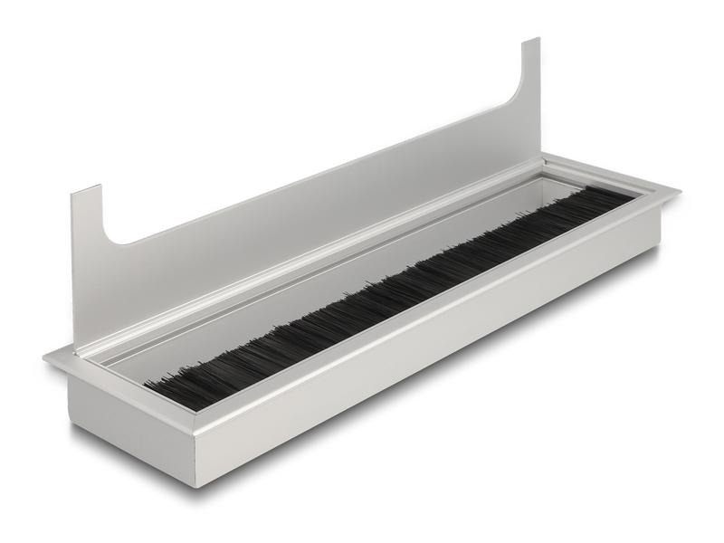 Delock Einbaurahmen für Tisch mit Bürste 280x80x28mm, Silber