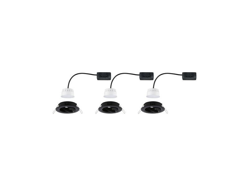 Paulmann Einbauspot Nova Coin Set, 3 x 6 W, 2700 K, Schwarz