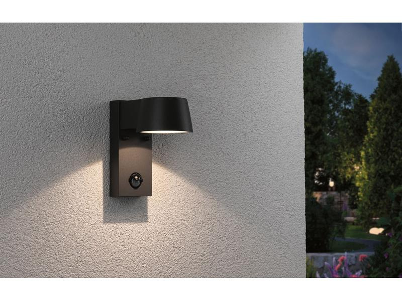 Paulmann Wandleuchte Capea mit Bewegungsmelder, 5 W, 3000 K, Grau