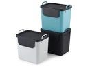 Rotho Recyclingbehälter Jive 30 l, Hellblau/Schwarz/Weiss