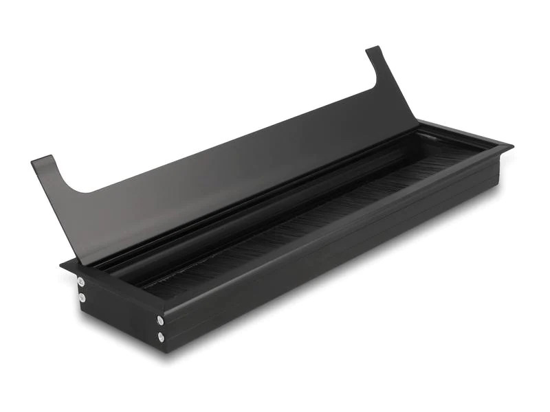 Delock Einbaurahmen für Tisch mit Bürste 300x80x28mm, Schwarz