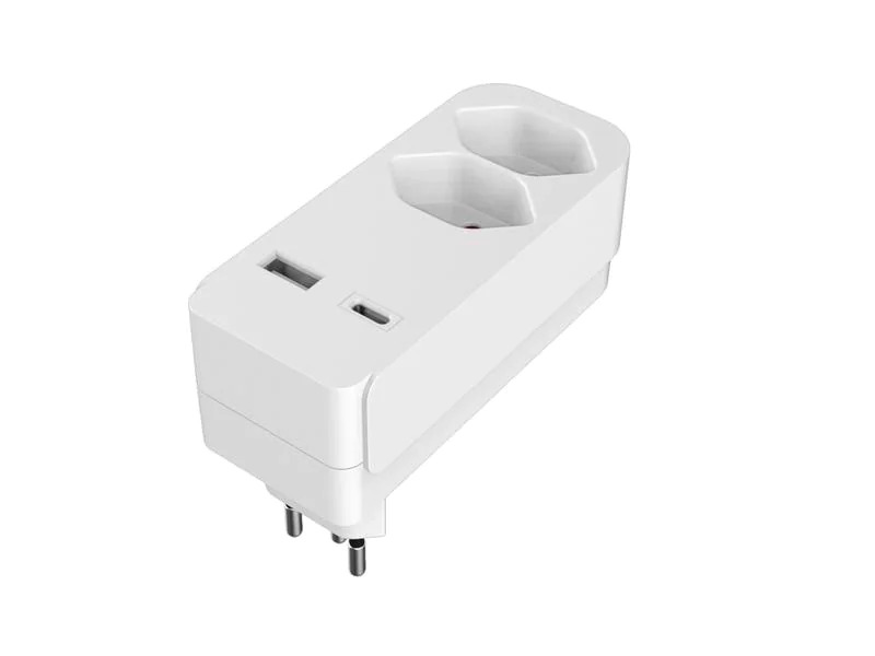 Elbro Abzweigstecker 2x T13, USB-A, USB-C mit Kinderschutz, weiss
