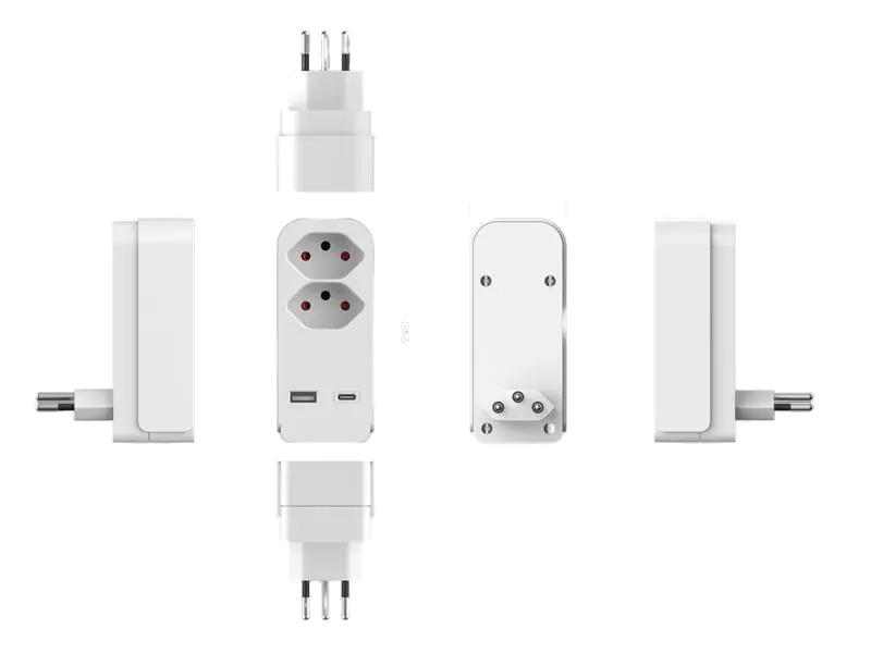 Elbro Abzweigstecker 2x T13, USB-A, USB-C mit Kinderschutz, weiss