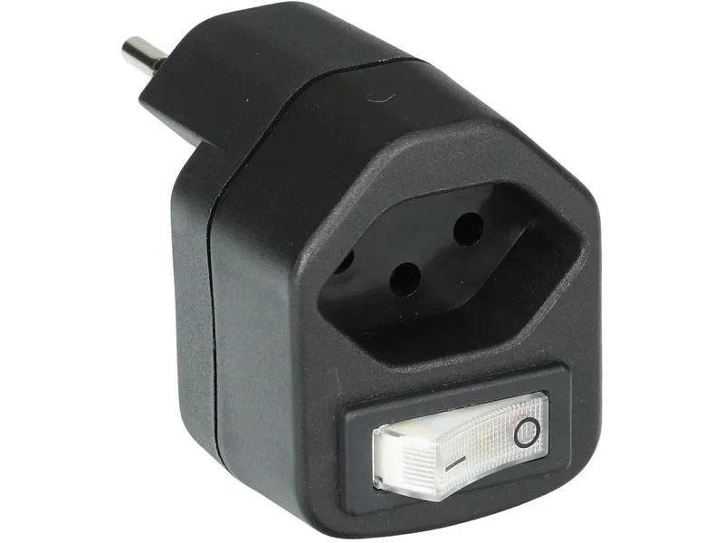 Max Hauri Abzweigstecker 1x T13 mit Schalter Schwarz