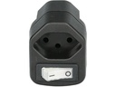 Max Hauri Abzweigstecker 1x T13 mit Schalter Schwarz