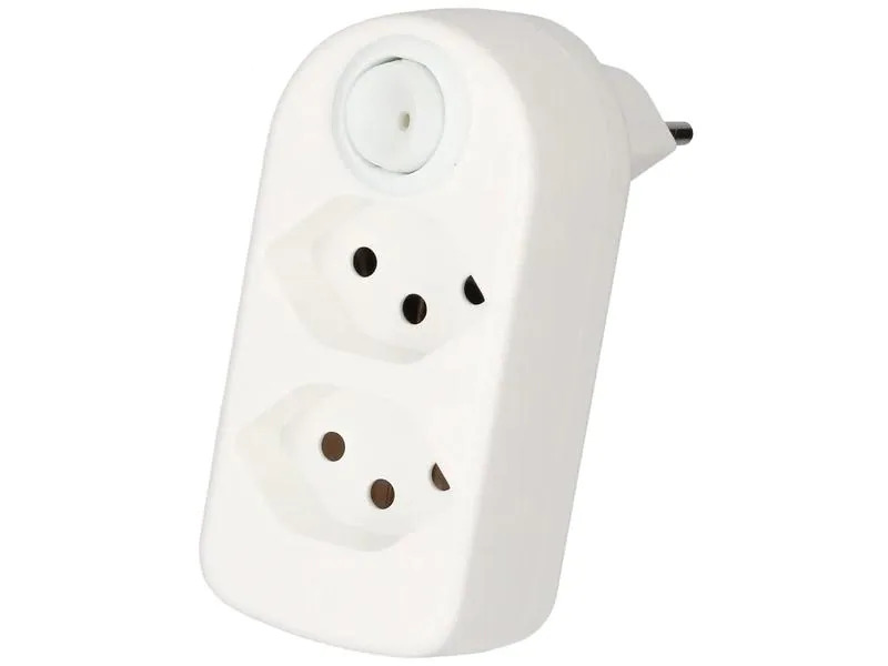 Max Hauri Mehrfachstecker maxADAPT 2 x T13 mit Schalter, Weiss