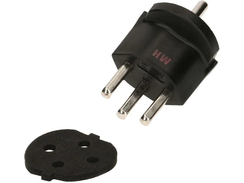 Max Hauri Fixadapter Schuko – T23 IP44, Schwarz