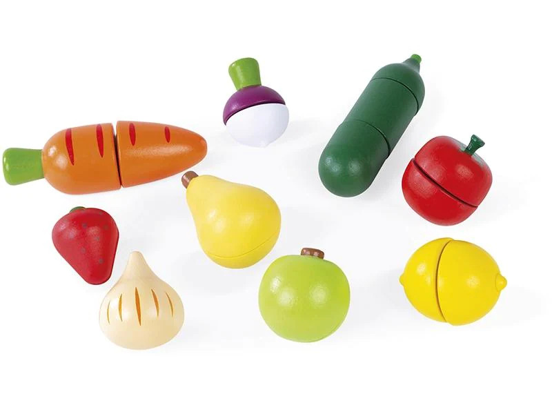 Janod Obst- und Gemüse-Set «Green Market» mit Zubehör im Kasten