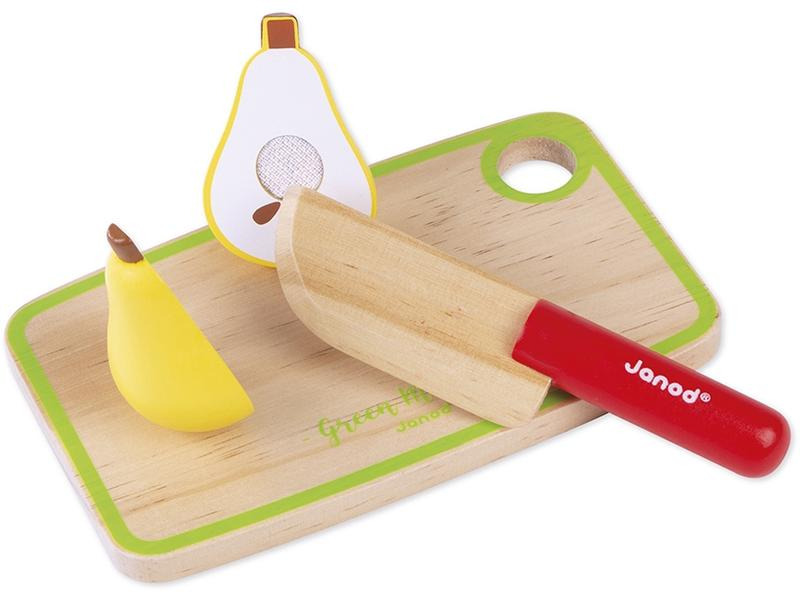 Janod Obst- und Gemüse-Set «Green Market» mit Zubehör im Kasten