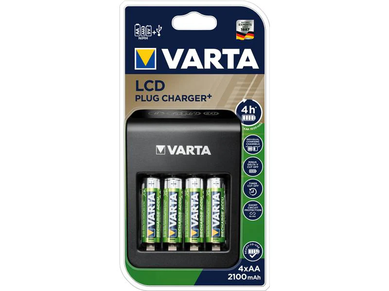 Varta Ladegerät LCD Plug Charger+ inkl. 4xAA