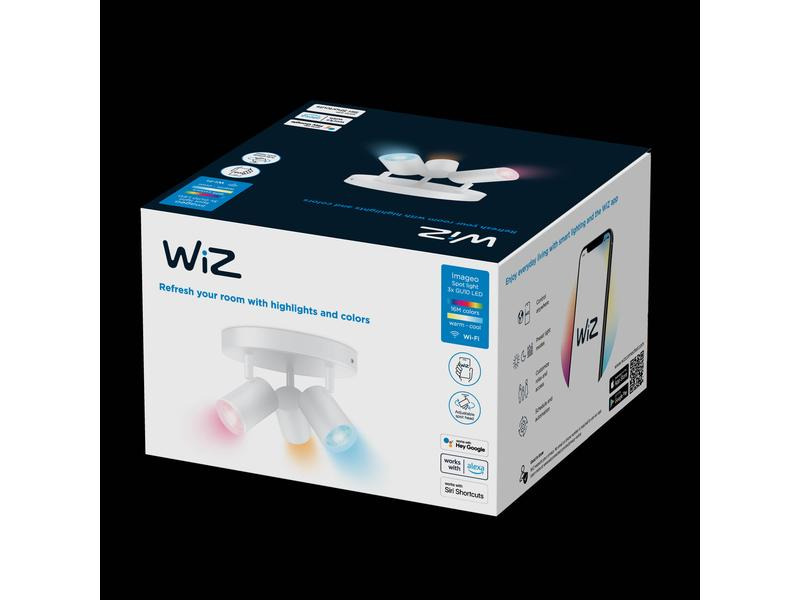 WiZ Deckenspot Imageo, 3 x 4.9 W, 2200- 6500 K, Weiss, 3er