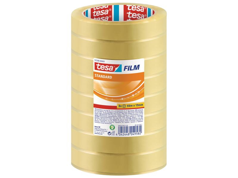 tesa Klebeband Standard 19 mm x 66 m, 8 Rollen Transparent
