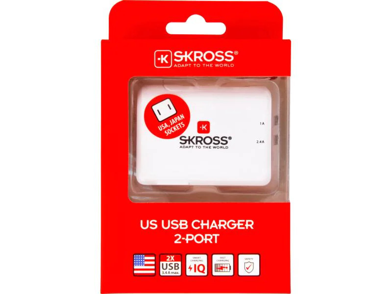 SKROSS Reisenetzteil US USB Charger - 2 Port 17 W,