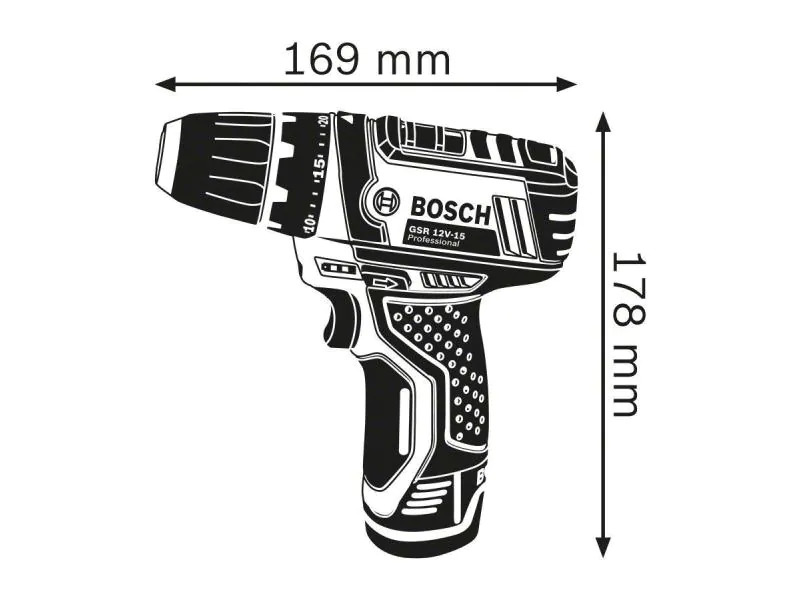 Bosch Professional Akku-Bohrschrauber GSR 12V-15 Kit 1x 4.0 Ah + 1x 2.0 Ah