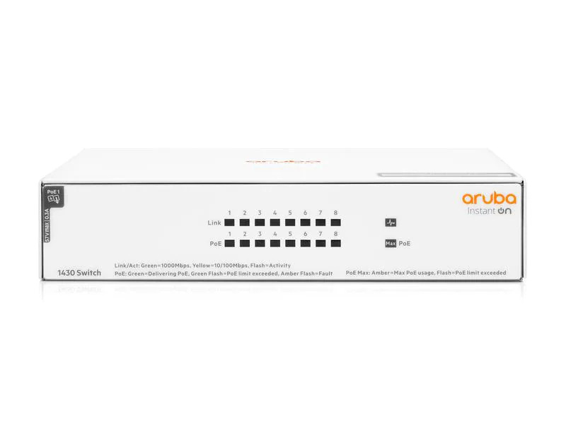HPE Aruba PoE+ Switch Instant On 1430-8G-PoE+ 8 Port