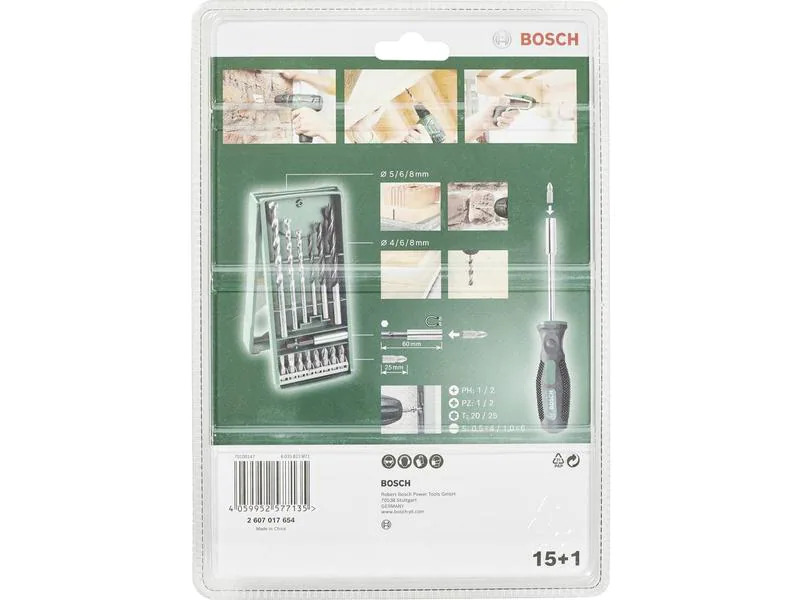 Bosch Bohr- und Bitset Mini X-Line, 15+1 Stück