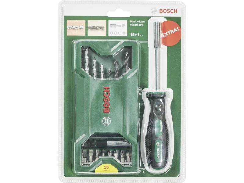 Bosch Bohr- und Bitset Mini X-Line, 15+1 Stück