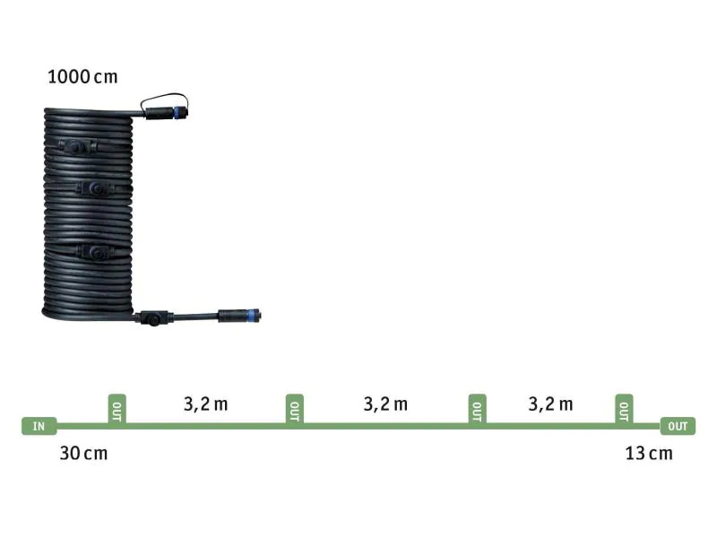 Paulmann Verbindungskabel Plug &amp; Shine 10 m mit 5 Anschlussbuchen