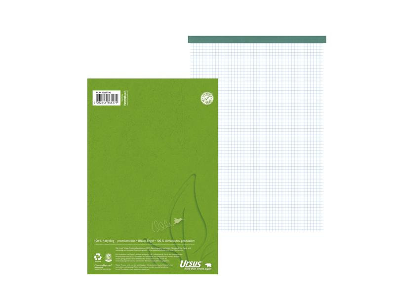 Ursusgreen Notizblock Green A5, kariert, 100 Blatt, 5 Stück
