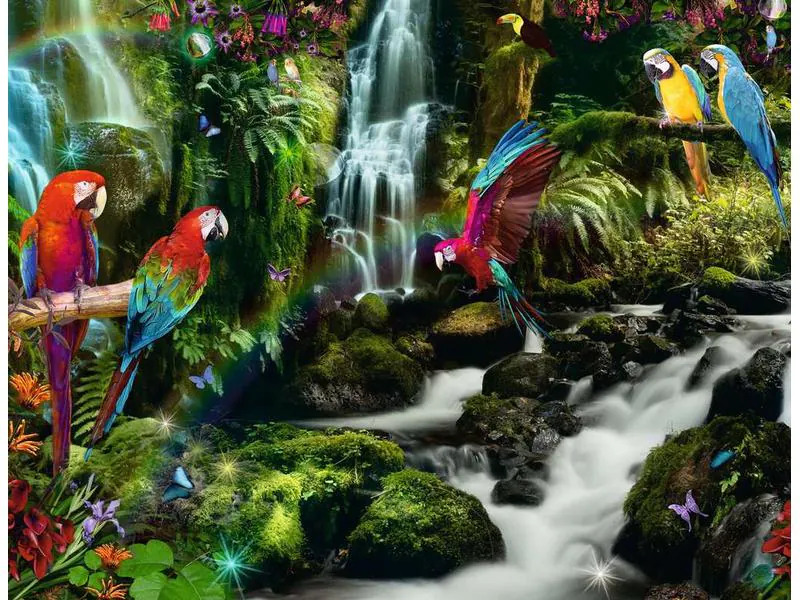 Ravensburger Puzzle Bunte Papageien im Dschungel
