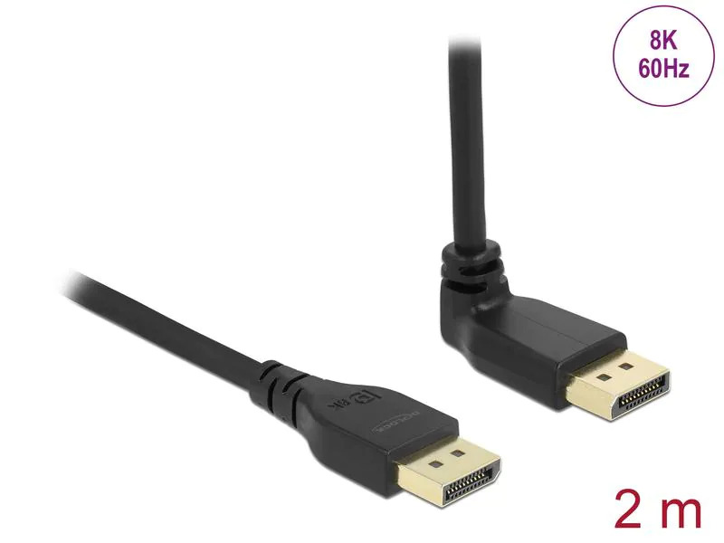 Delock Kabel Oben gewinkelt DisplayPort - DisplayPort, 2 m, 8K 60Hz