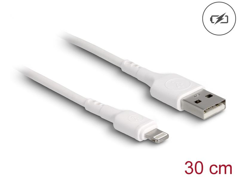 Delock USB-Ladekabel USB A - Lightning 0.3 m, Weiss