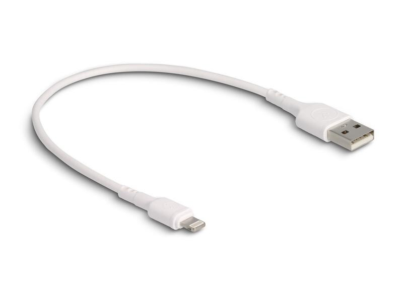 Delock USB-Ladekabel USB A - Lightning 0.3 m, Weiss