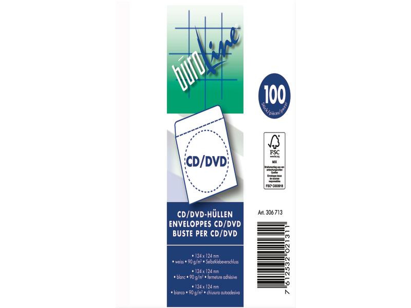 Büroline Hülle CD / DVD Weiss, 100 Stück
