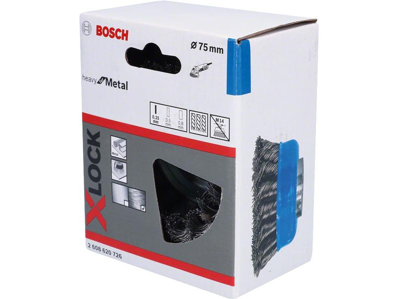 Bosch Professional Topfbürste X-Lock 75 mm, gezopfter Stahldraht