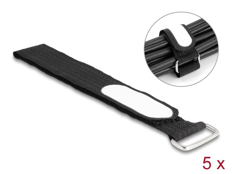 Delock Klettkabelbinder Schwarz 305 mm x 25 mm 5 Stück