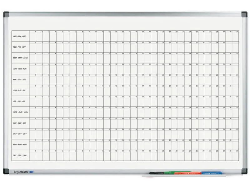 Legamaster Magnethaftendes Whiteboard Jahresplaner, 60 cm x 90 cm