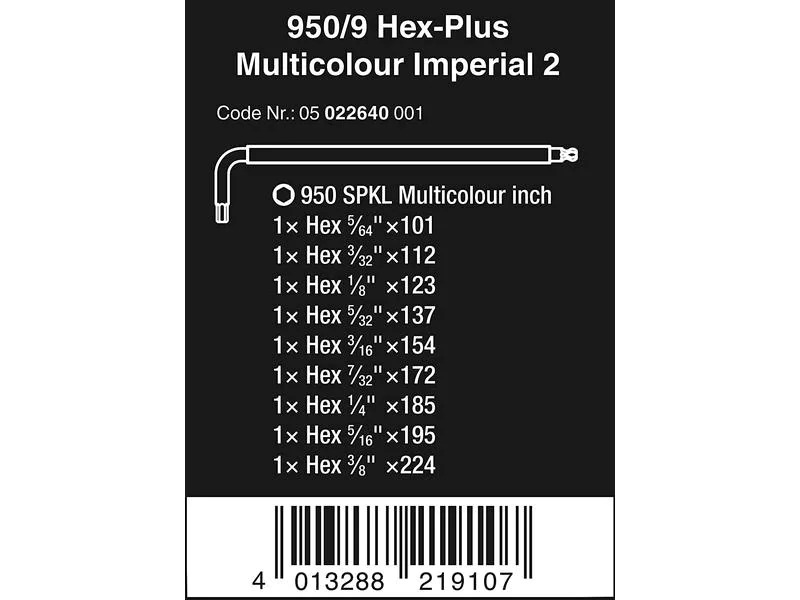 Wera Winkelschlüssel-Set 950/9 Hex-Plus Multicolour Imperial 2