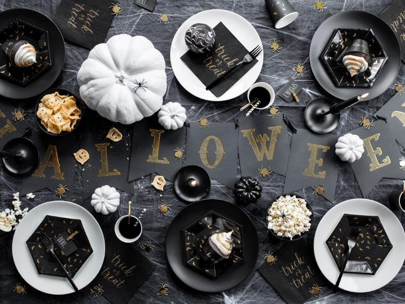 Partydeco Teller Trick or Treat 6 Stk., Schwarz/Gold