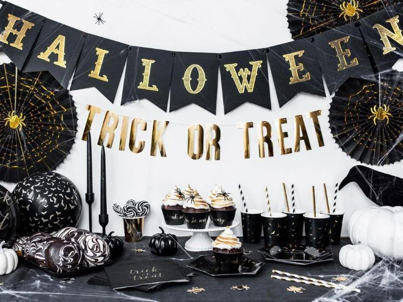 Partydeco Teller Trick or Treat 6 Stk., Schwarz/Gold