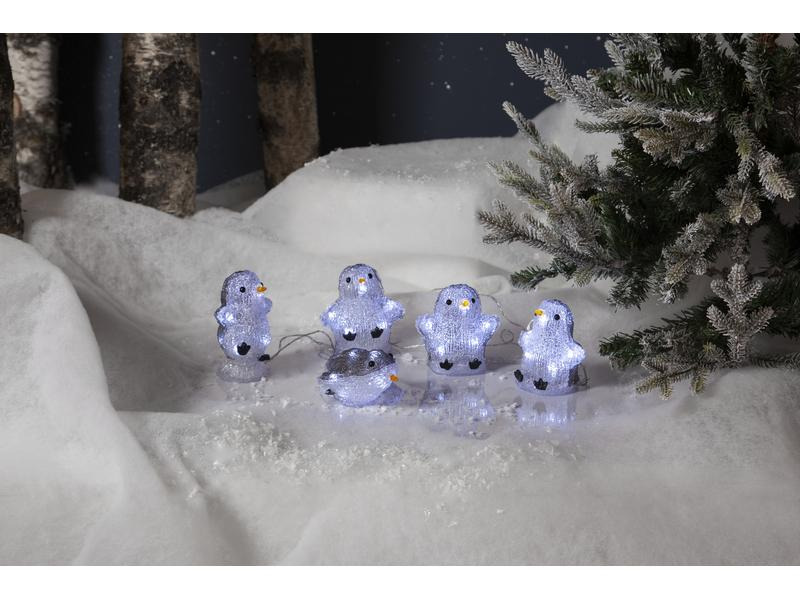 Star Trading LED-Figur Crystalo Pinguin Set, 12 cm, Grau