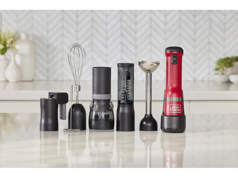 BLACK+DECKER Stabmixer BCKM1016KSR-QW Rot, 7-teilig