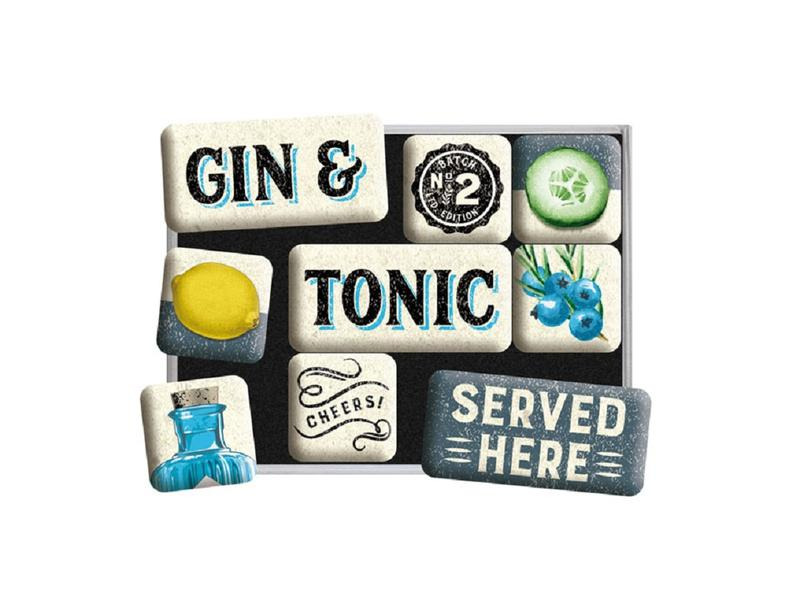 Nostalgic Art Magnet-Set Gin &amp; Tonic 9 Stück, Mehrfarbig
