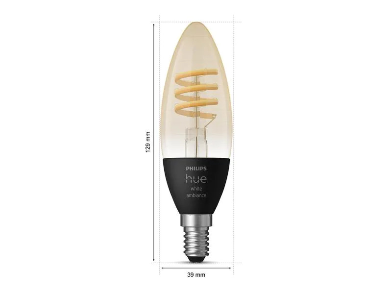Philips Hue Leuchtmittel White Ambiance, 4.6 W, E14, Filament