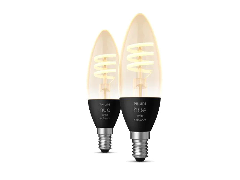 Philips Hue Leuchtmittel White Ambiance, 4.6 W, E14, Filament, 2 Stück