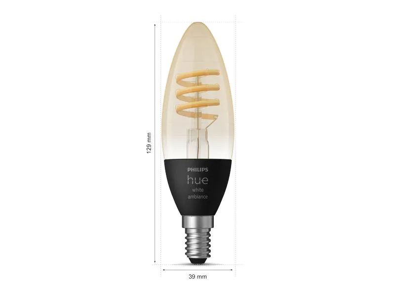 Philips Hue Leuchtmittel White Ambiance, 4.6 W, E14, Filament, 2 Stück